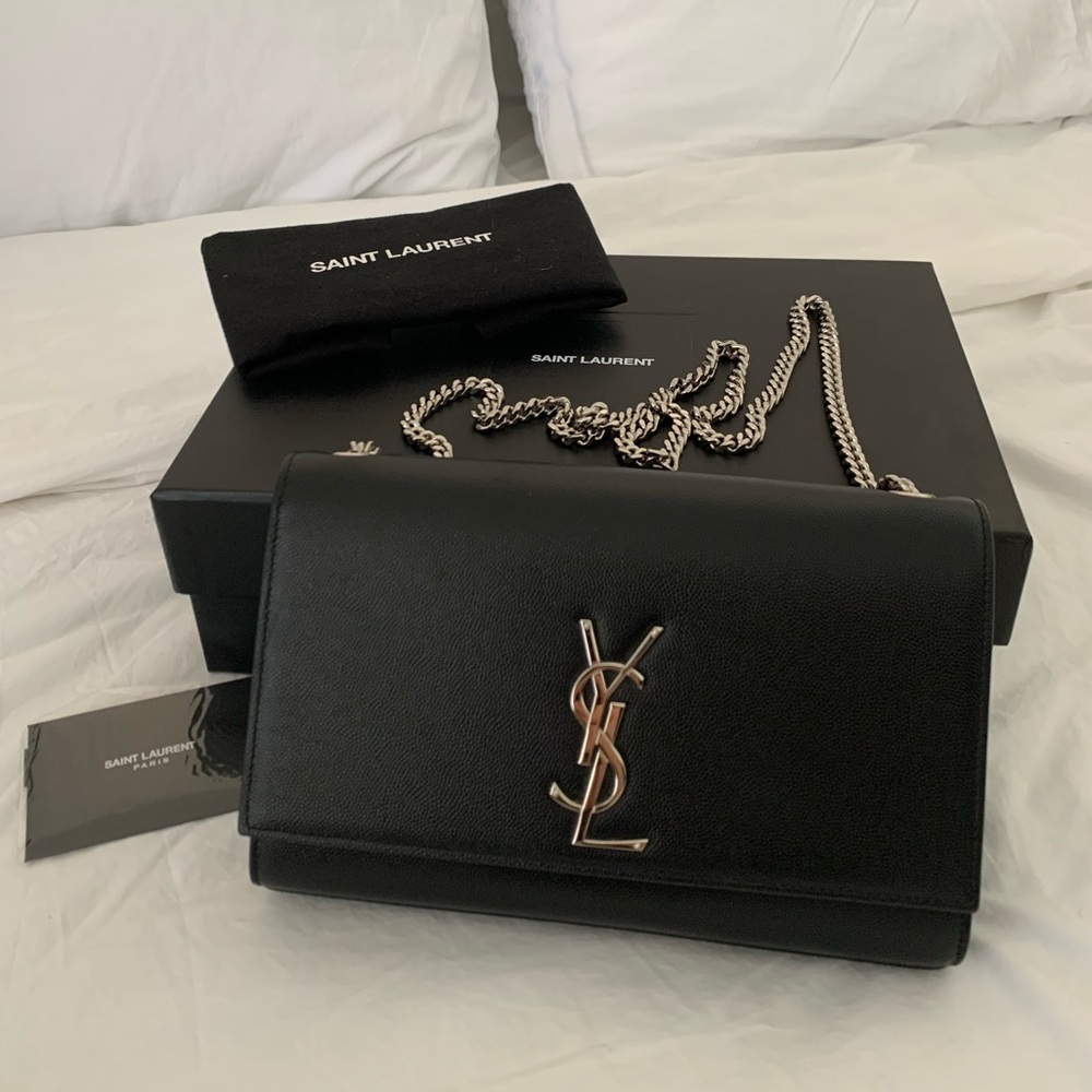 YSL Kate Medium Leather Bag Crossbody Chain black